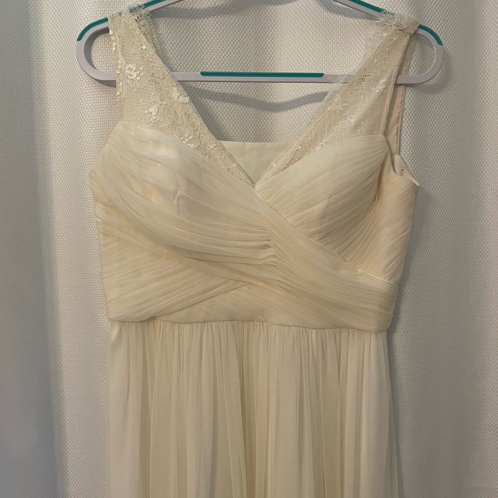Elegant Cream lace and tulle Maxi Dress